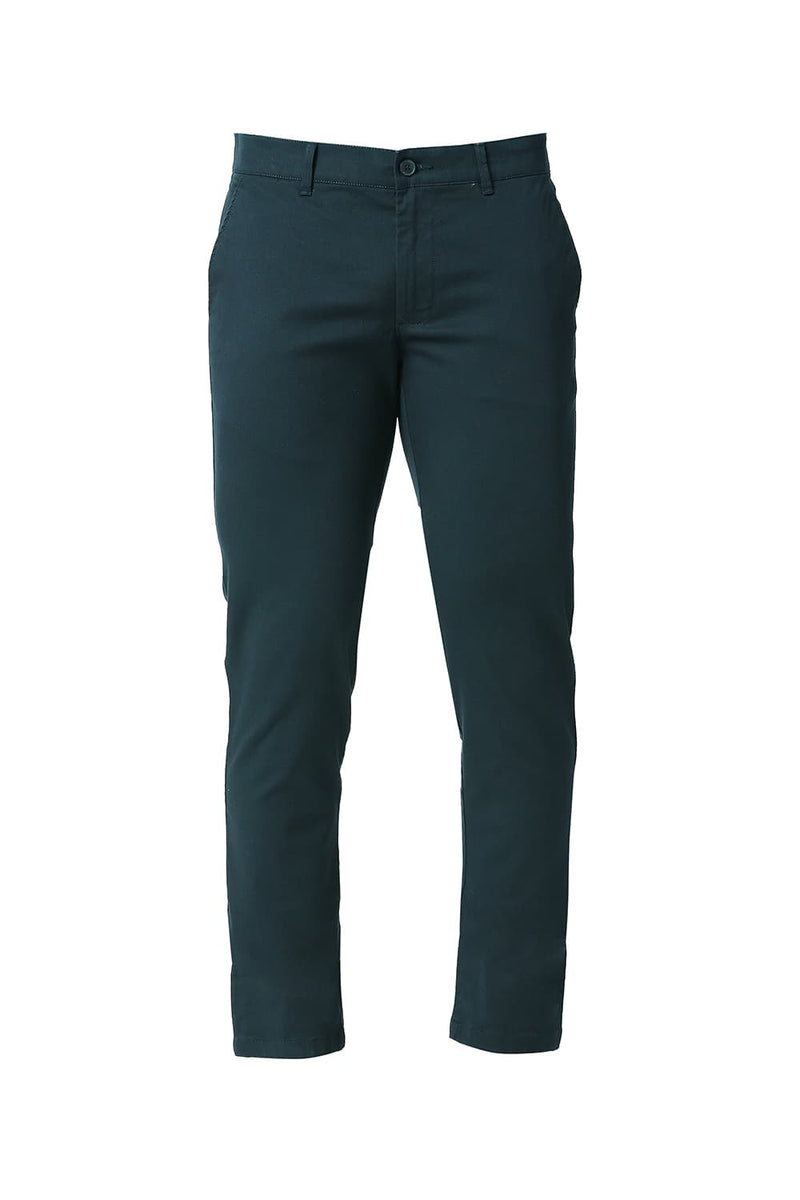 BASICS TAPERED FIT COTTON STRETCH TROUSERS