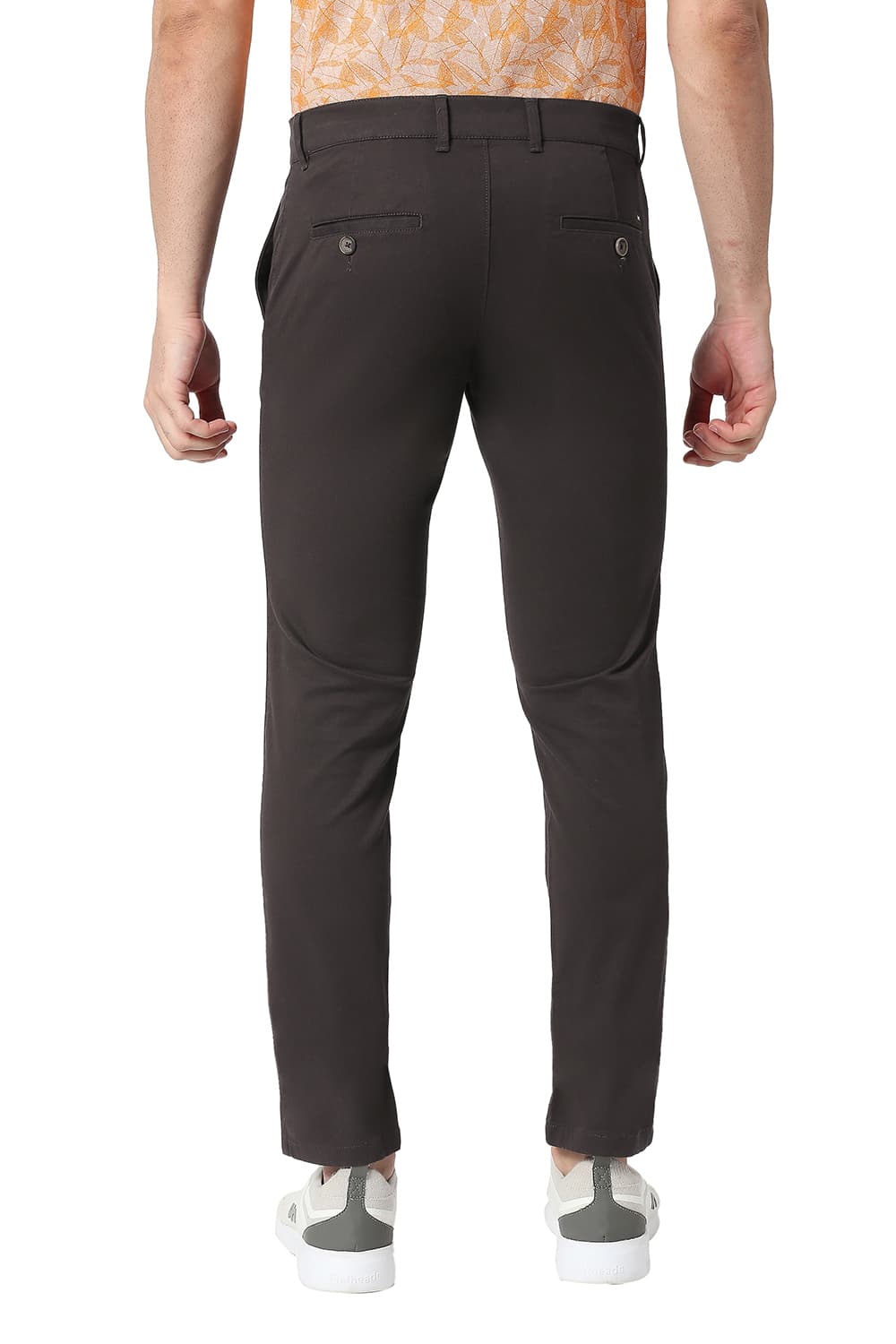 BASICS TAPERED FIT COTTON STRETCH TROUSERS