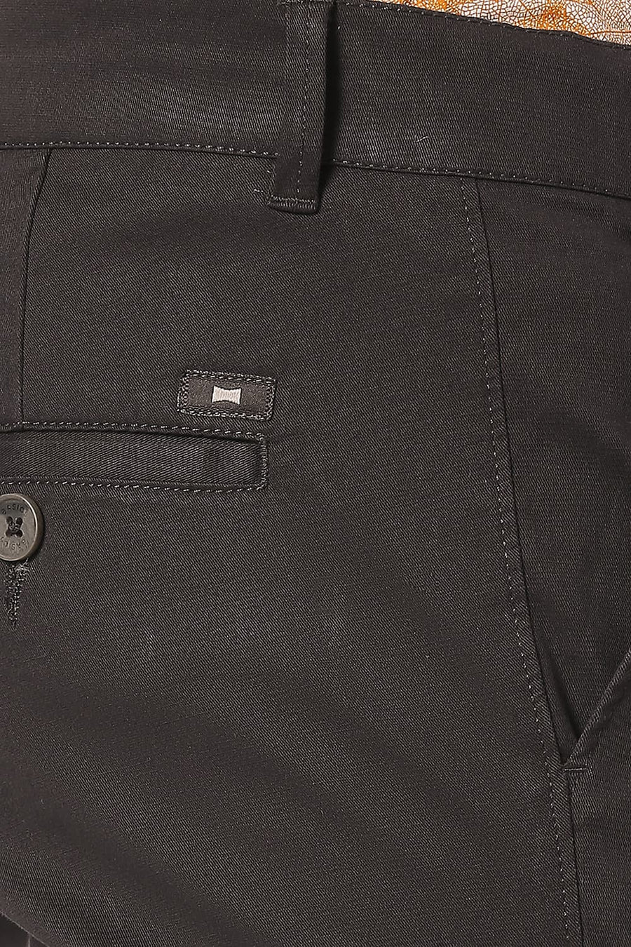 BASICS TAPERED FIT OBSIDIAN BROWN COTTON STRETCH TROUSERS