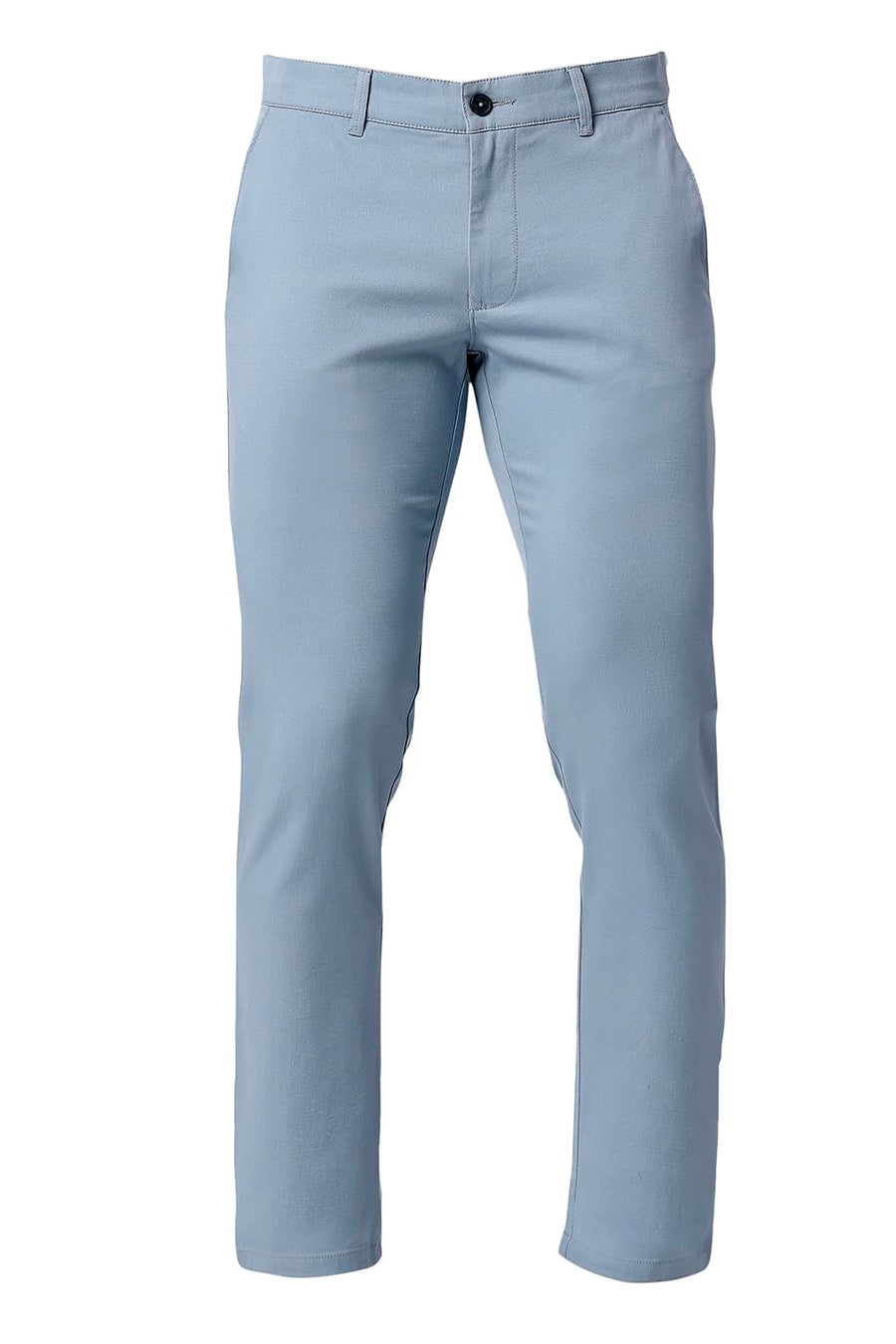 BASICS TAPERED FIT FOG BLUE COTTON STRETCH TROUSERS