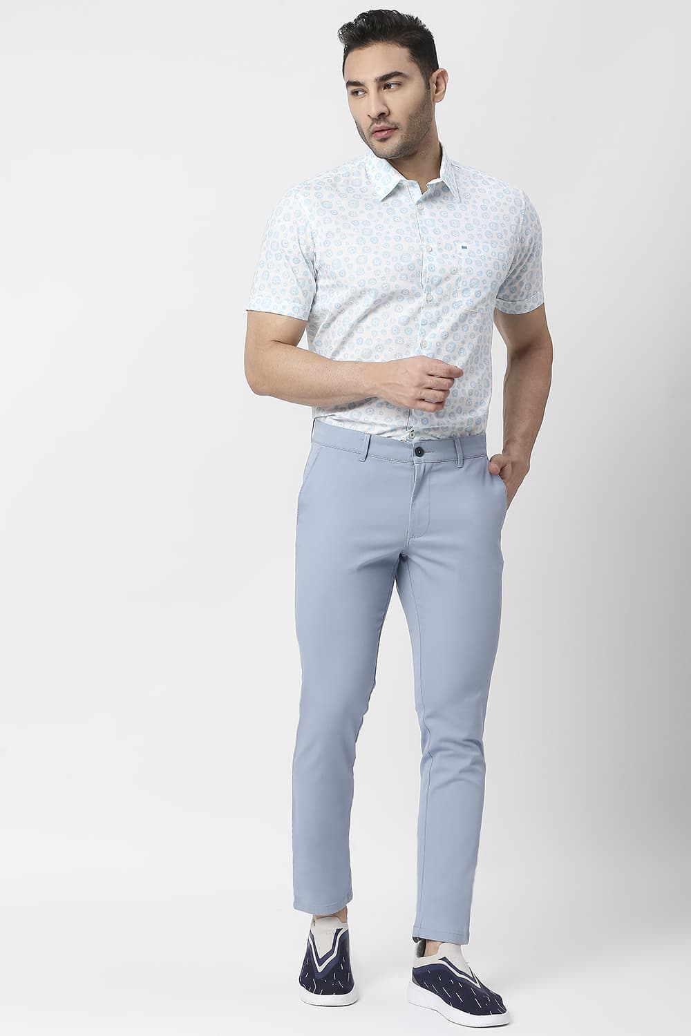 Tapered Fit Cotton Stretch Trousers