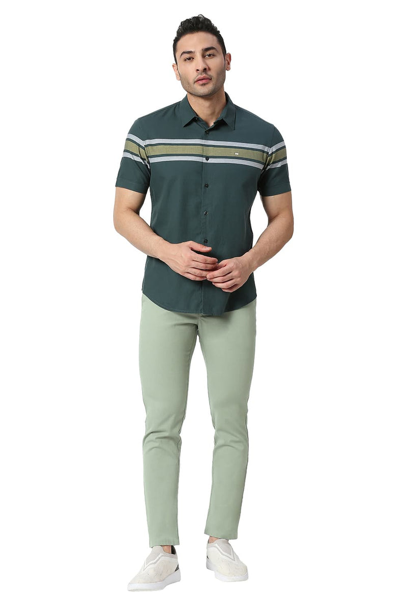 BASICS TAPERED FIT COTTON STRETCH TROUSERS