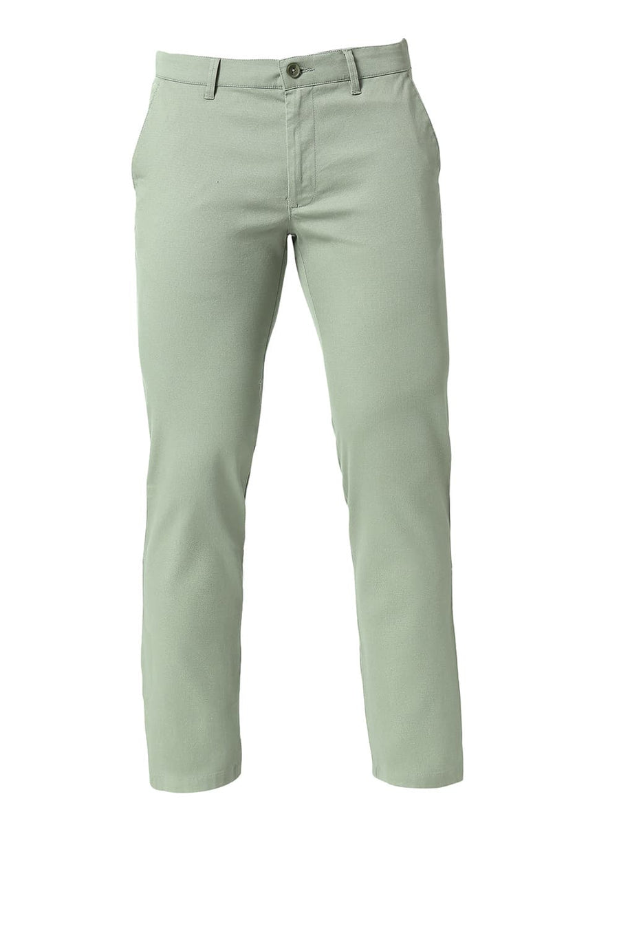 BASICS TAPERED FIT SEAGRASS GREEN COTTON STRETCH TROUSERS