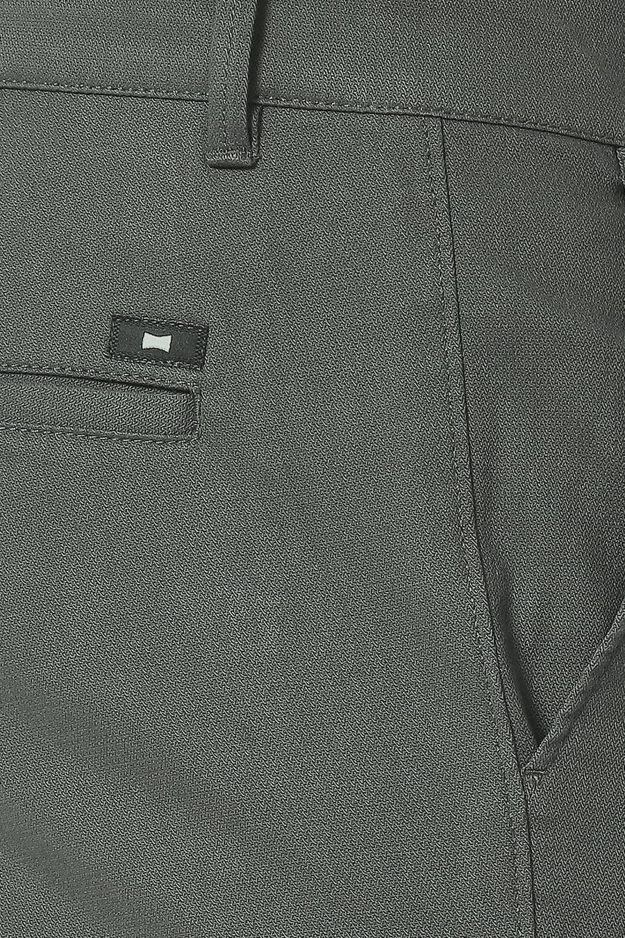 BASICS TAPERED FIT GUNMETAL GREY COTTON STRETCH TROUSERS
