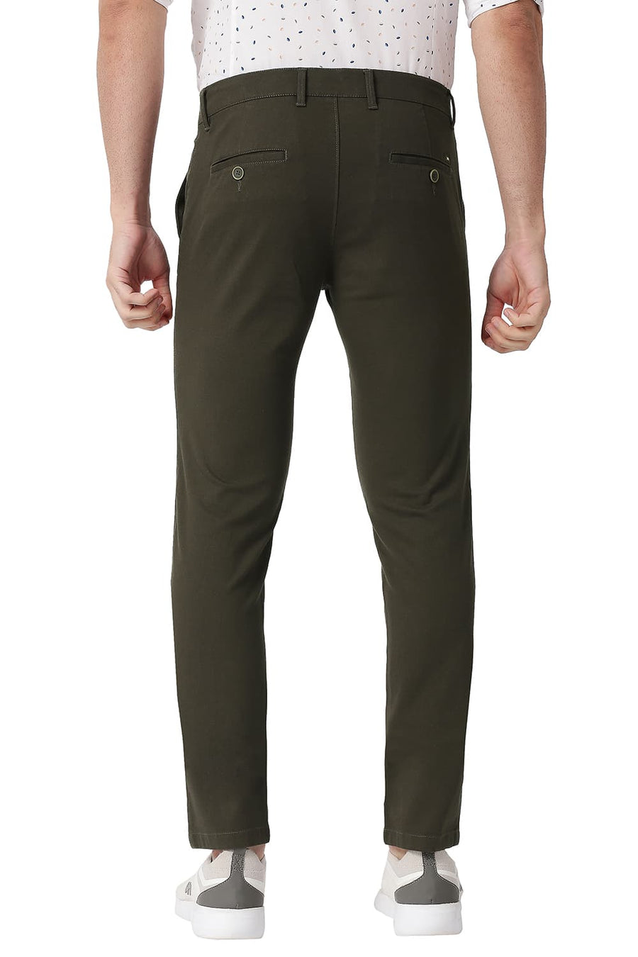 BASICS TAPERED FIT WREN BROWN COTTON STRETCH TROUSERS