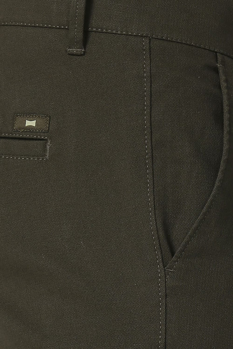 BASICS TAPERED FIT WREN BROWN COTTON STRETCH TROUSERS