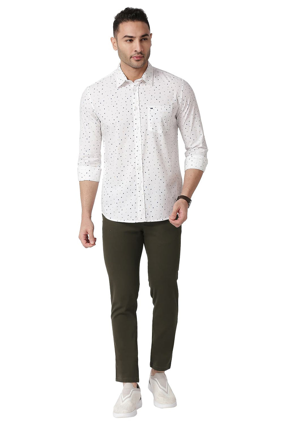 BASICS TAPERED FIT WREN BROWN COTTON STRETCH TROUSERS