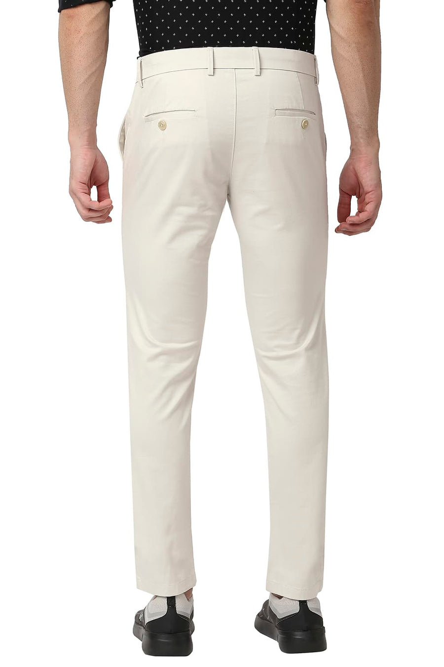 BASICS TAPERED FIT BIRCH STONE COTTON STRETCH TROUSERS