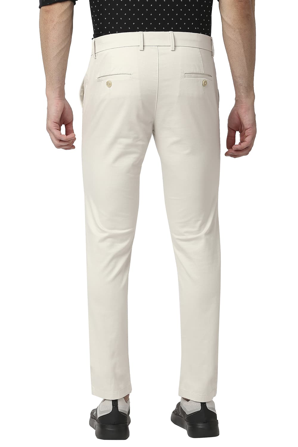 BASICS TAPERED FIT COTTON STRETCH TROUSERS