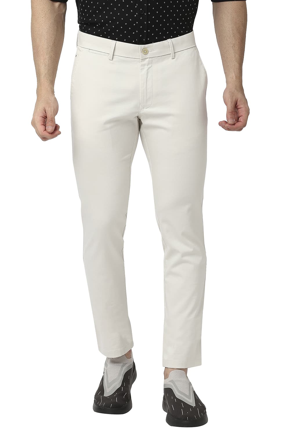 BASICS TAPERED FIT COTTON STRETCH TROUSERS