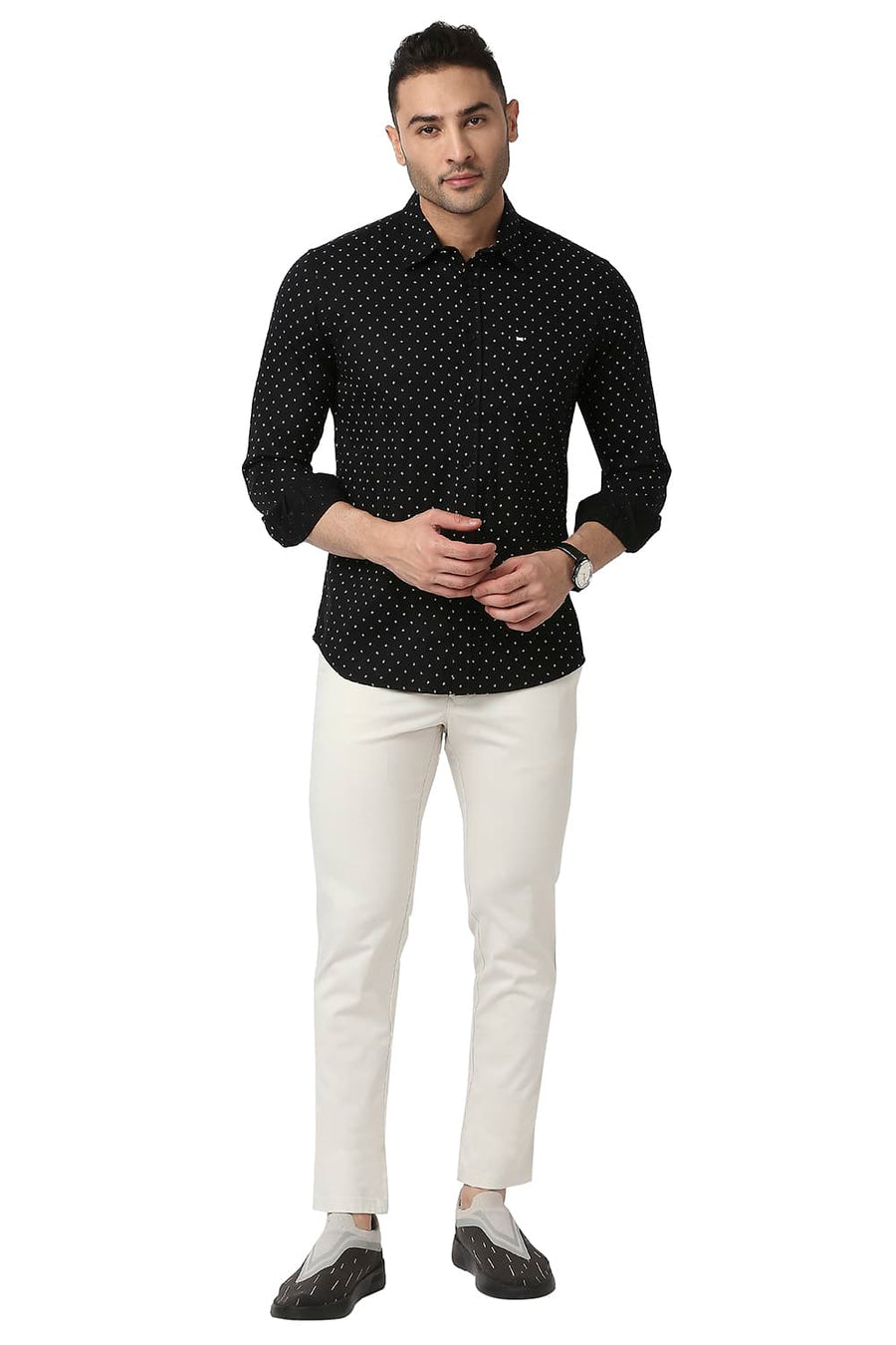 BASICS TAPERED FIT BIRCH STONE COTTON STRETCH TROUSERS