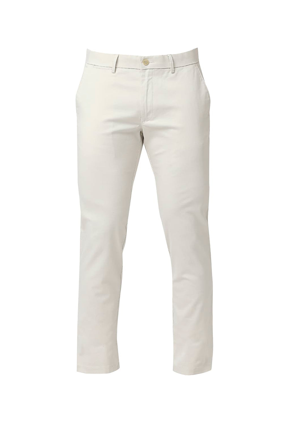 BASICS TAPERED FIT BIRCH STONE COTTON STRETCH TROUSERS