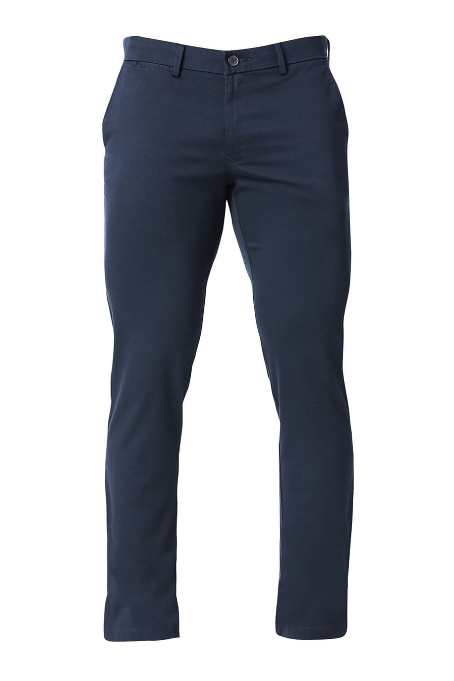 BASICS TAPERED FIT BLUEBERRY NAVY COTTON STRETCH TROUSERS