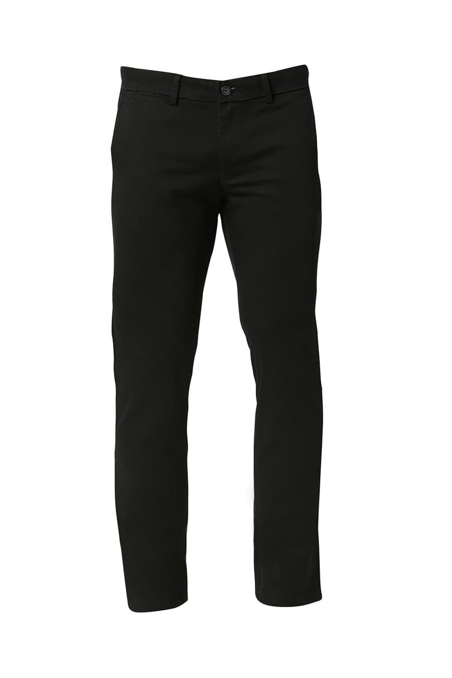 BASICS TAPERED FIT PHANTOM BLACK COTTON STRETCH TROUSERS