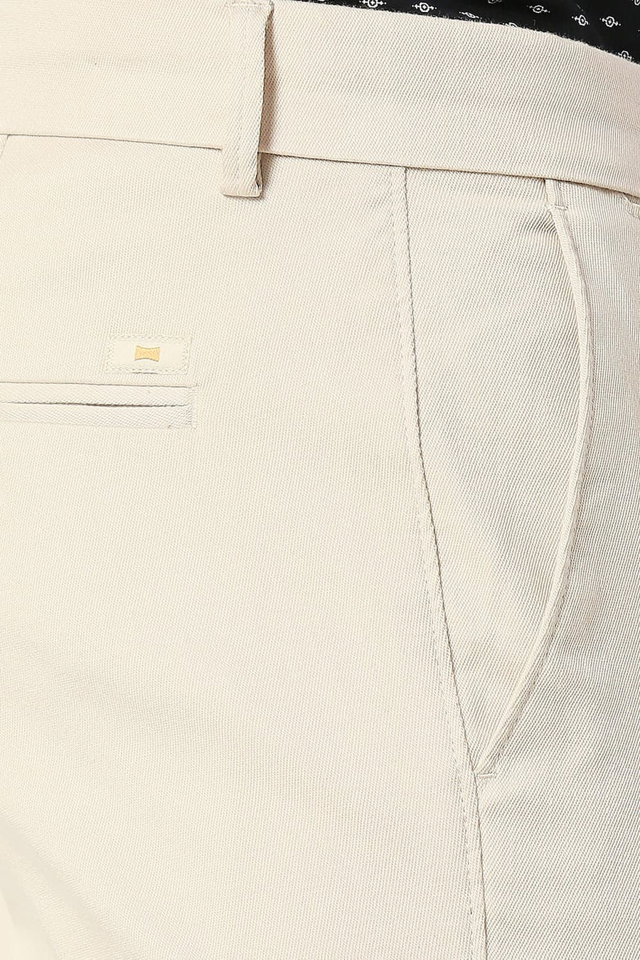 BASICS TAPERED FIT WHITECAP BEIGE COTTON STRETCH TROUSERS