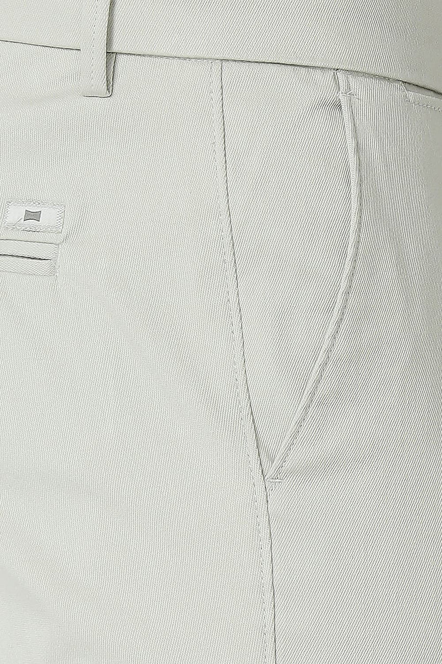 BASICS TAPERED FIT FOGGY GREY COTTON STRETCH TROUSERS