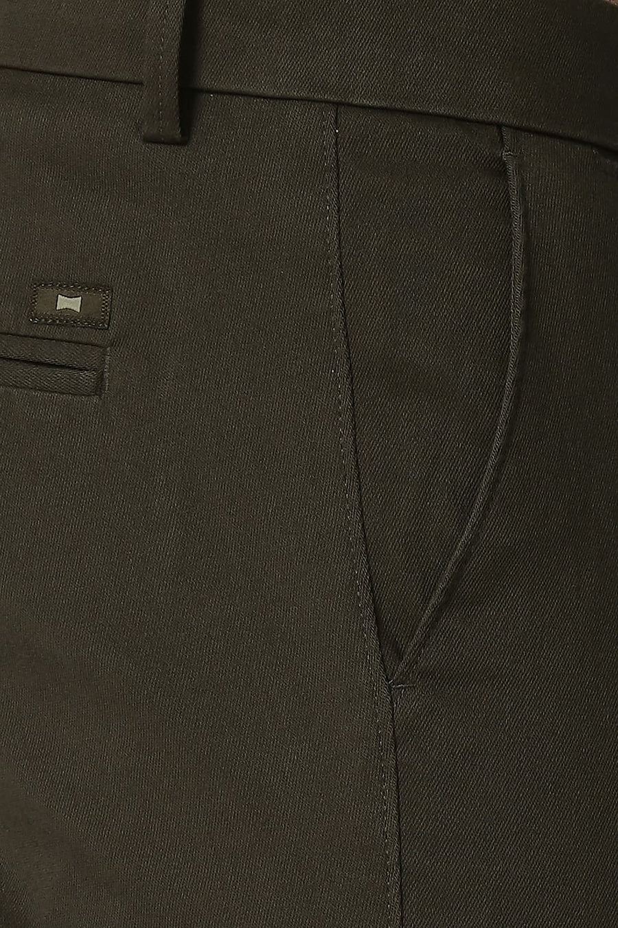 BASICS TAPERED FIT WREN BROWN COTTON STRETCH TROUSERS