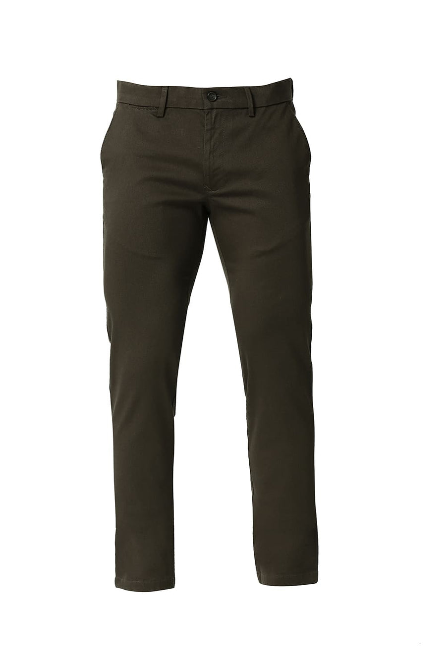 BASICS TAPERED FIT WREN BROWN COTTON STRETCH TROUSERS