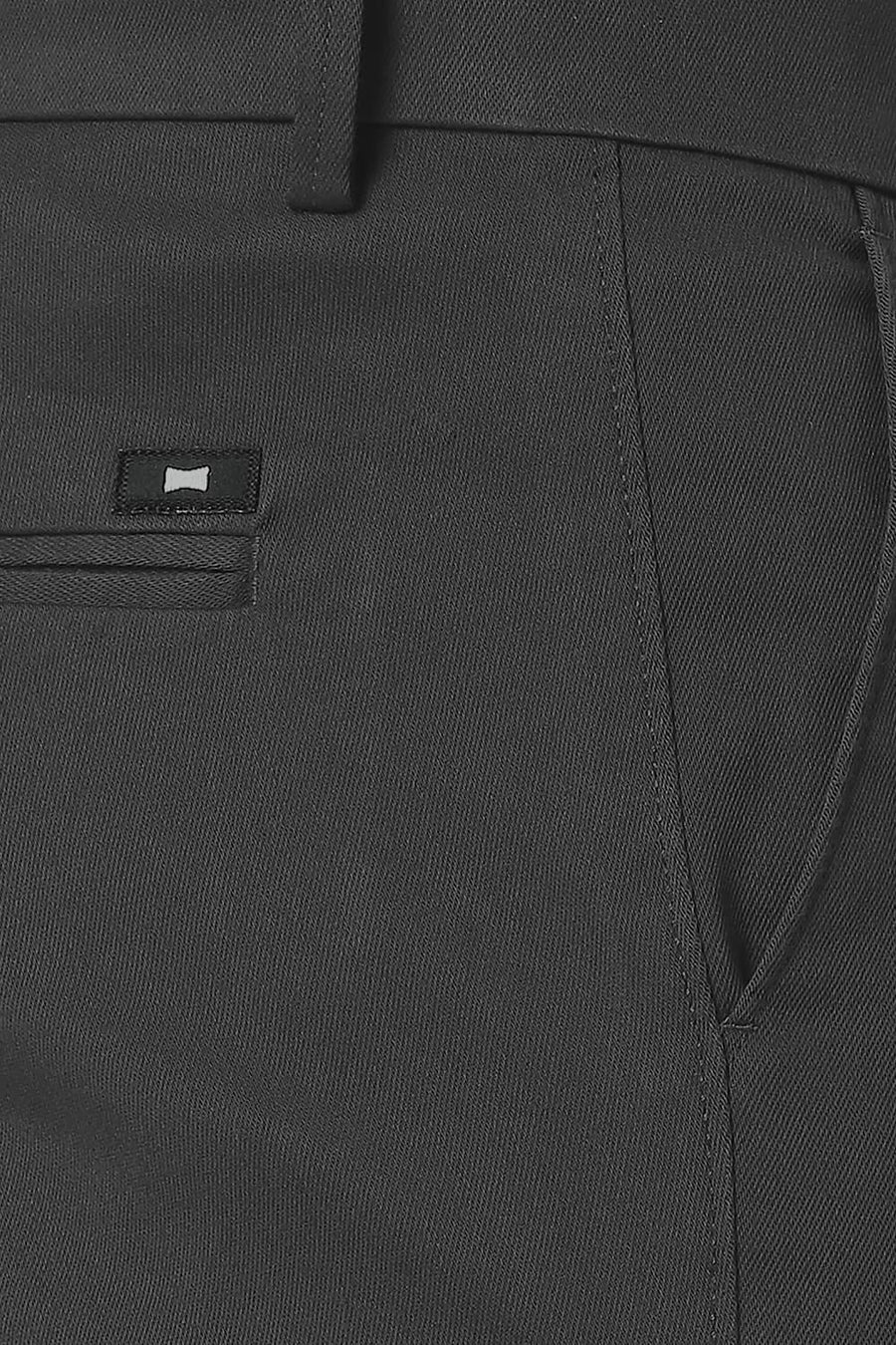 BASICS TAPERED FIT CASTLEROCK GREY COTTON STRETCH TROUSERS