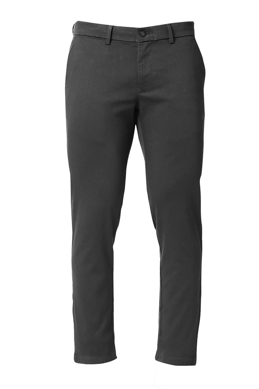BASICS TAPERED FIT CASTLEROCK GREY COTTON STRETCH TROUSERS