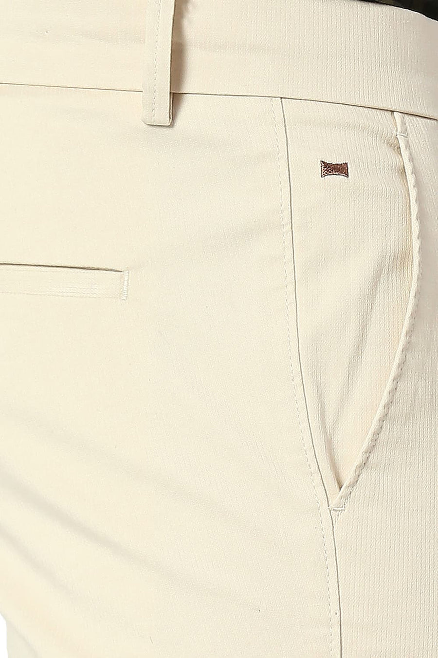 BASICS TAPERED FIT SUMMER BEIGE COTTON STRETCH TROUSERS