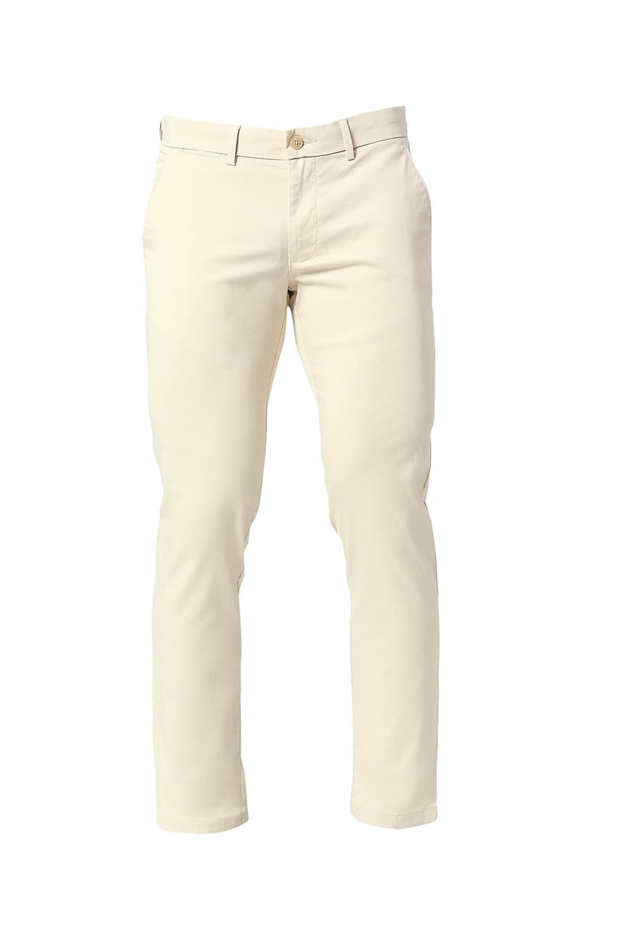 BASICS TAPERED FIT SUMMER BEIGE COTTON STRETCH TROUSERS