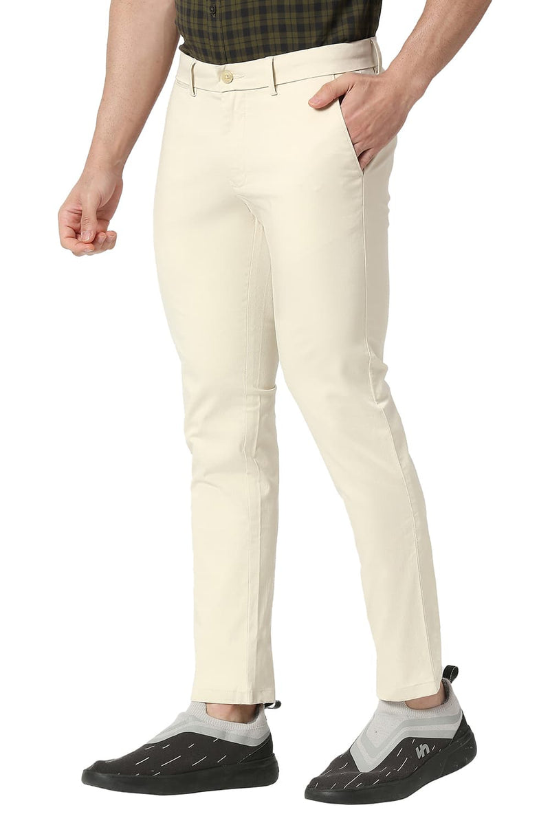 BASICS TAPERED FIT COTTON STRETCH TROUSERS