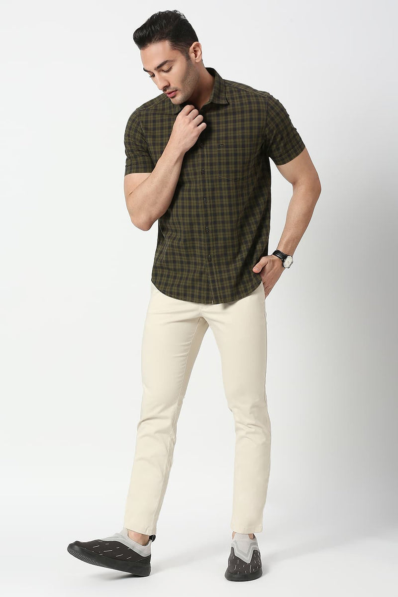 Tapered Fit Cotton Stretch Trousers