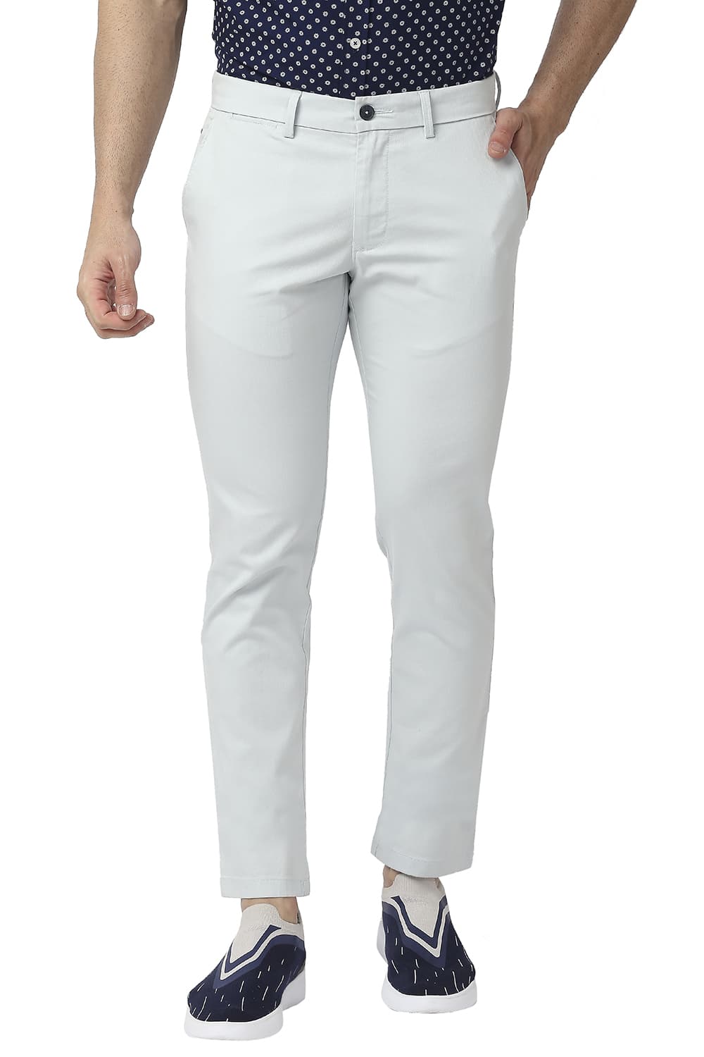 BASICS TAPERED FIT COTTON STRETCH TROUSERS