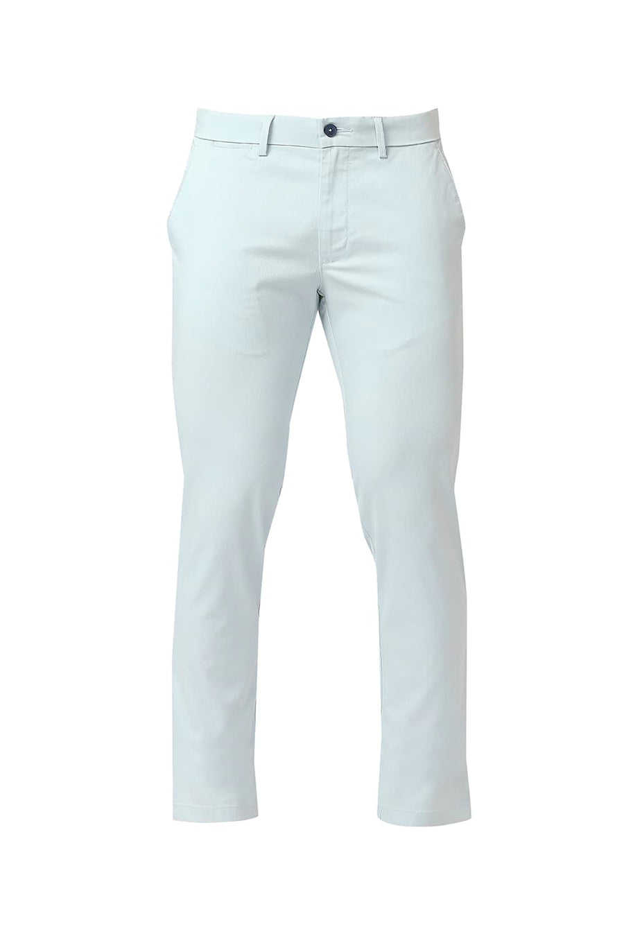 BASICS TAPERED FIT ICE BLUE COTTON STRETCH TROUSERS