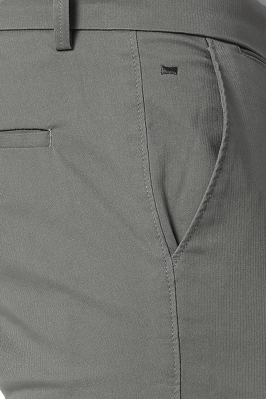 BASICS TAPERED FIT BASIL GREY COTTON STRETCH TROUSERS