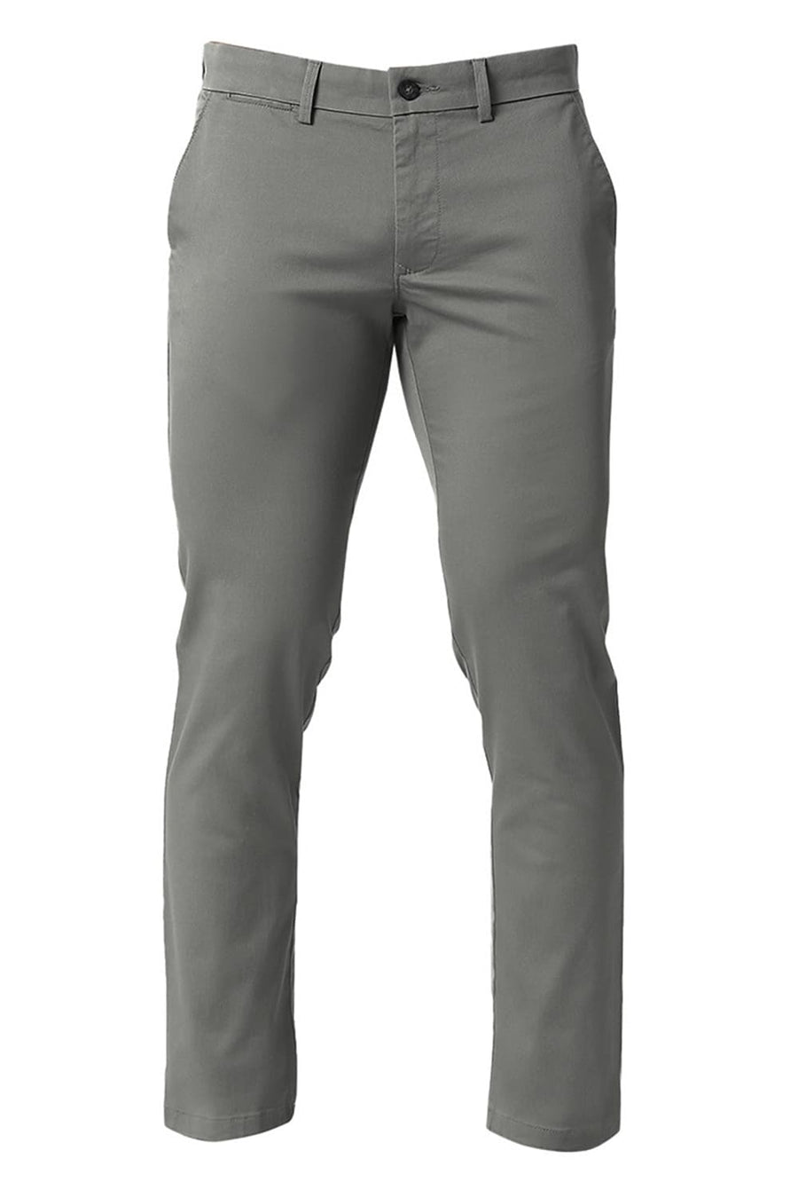 BASICS TAPERED FIT BASIL GREY COTTON STRETCH TROUSERS