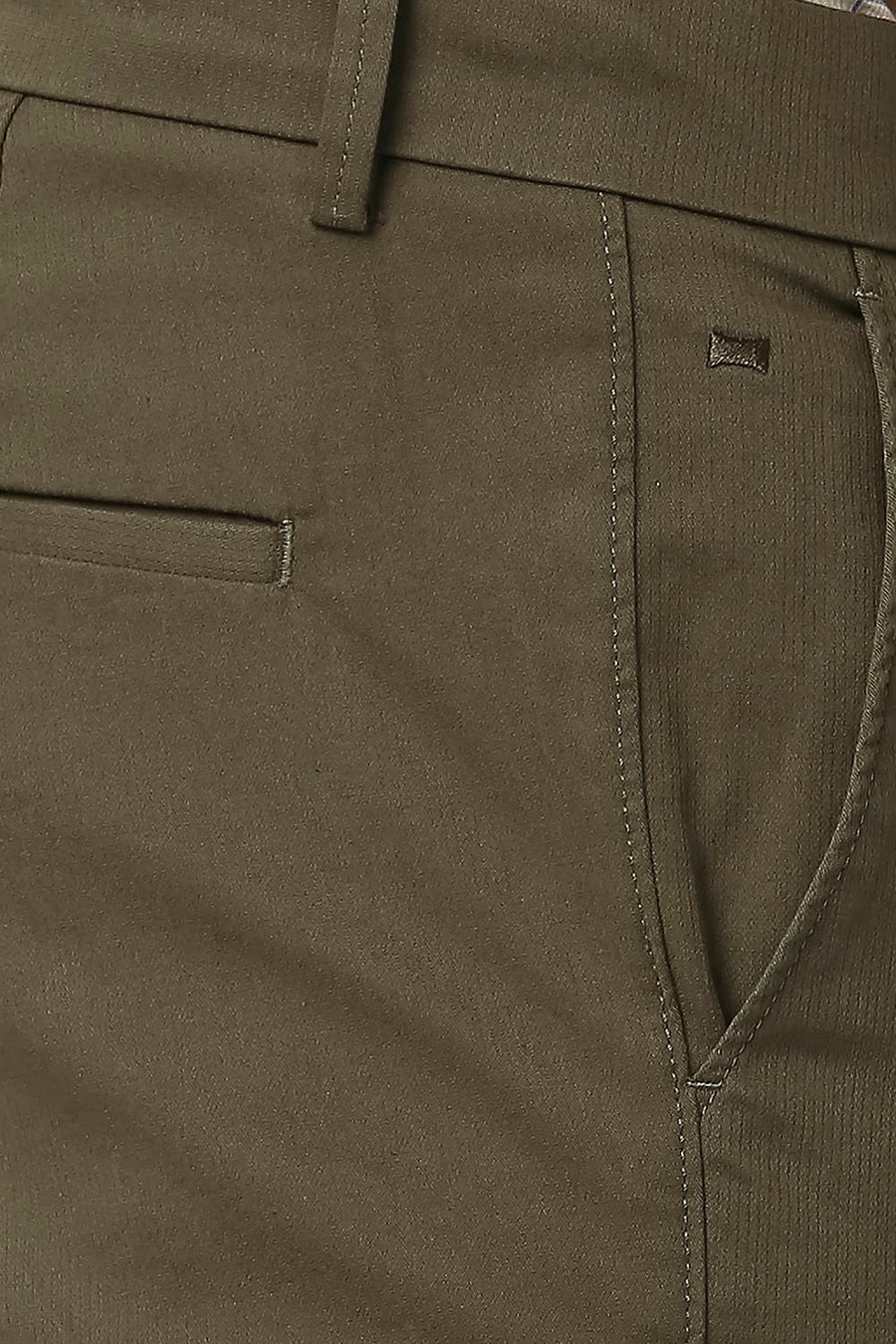 BASICS TAPERED FIT KANGAROO BROWN COTTON STRETCH TROUSERS