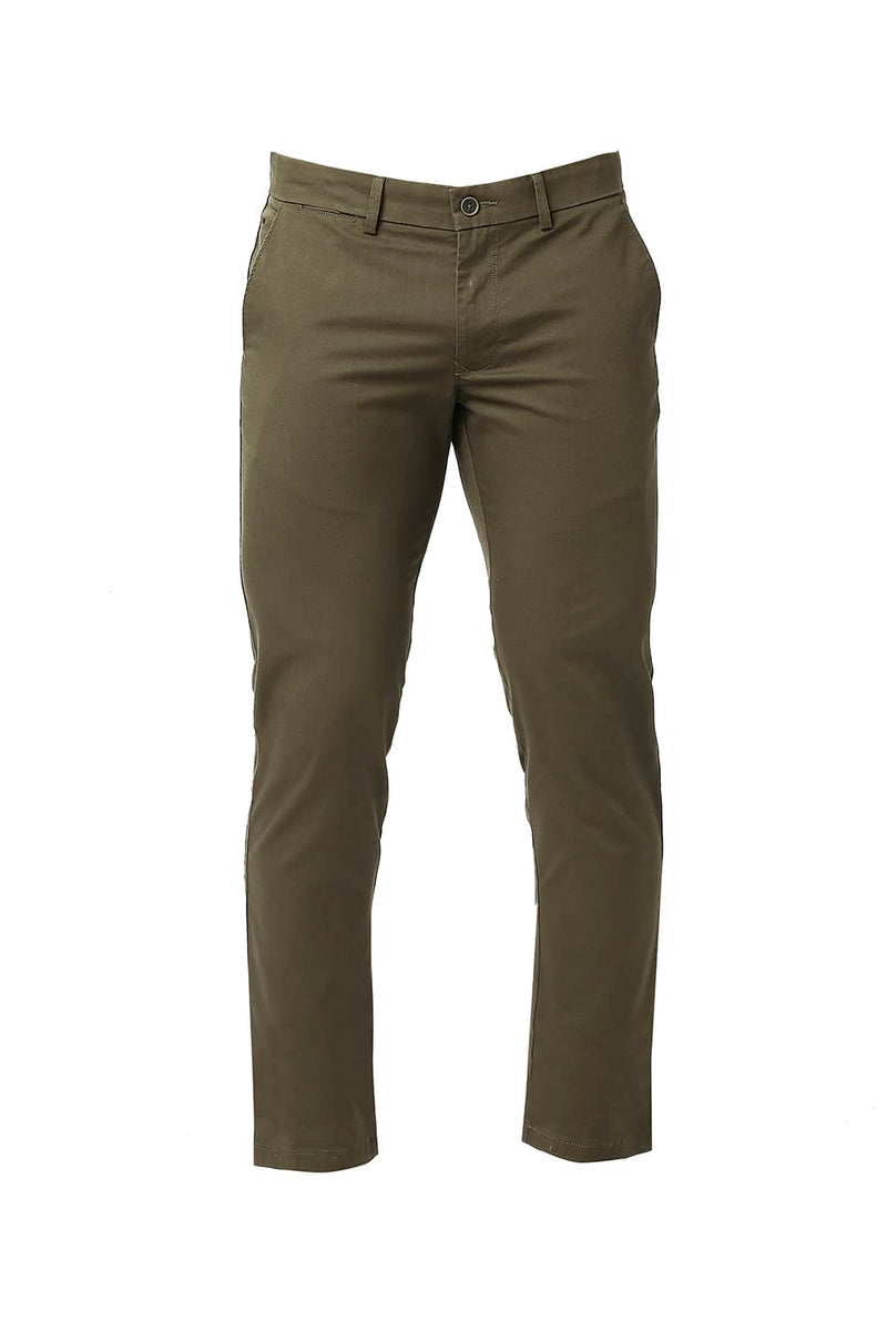 BASICS TAPERED FIT COTTON STRETCH TROUSERS