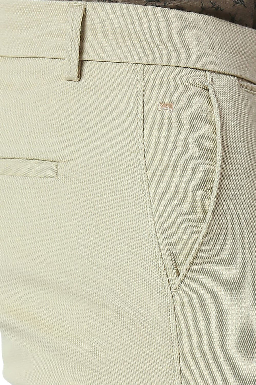BASICS TAPERED FIT ASPARAGUS KHAKI COTTON STRETCH TROUSERS