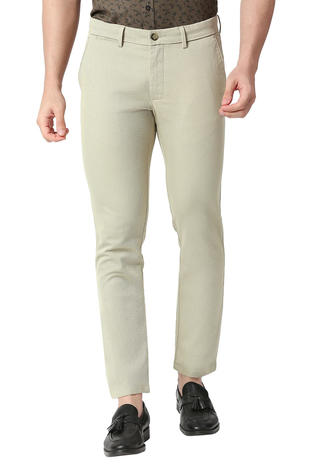 BASICS TAPERED FIT COTTON STRETCH TROUSERS