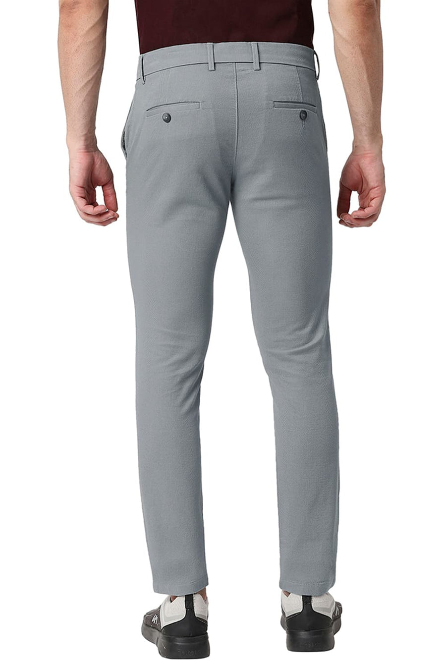 BASICS TAPERED FIT MIRAGE GREY COTTON STRETCH TROUSERS