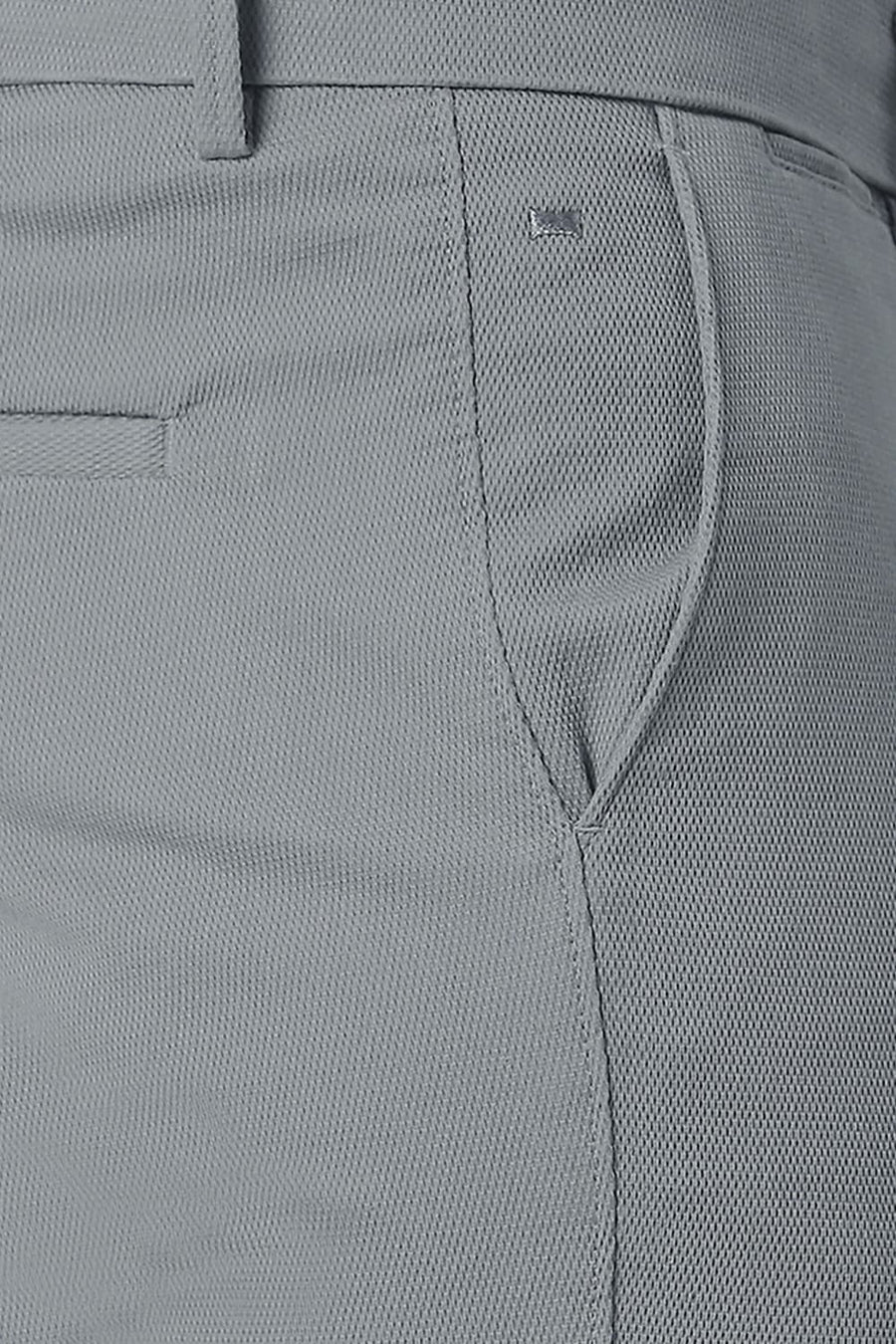 BASICS TAPERED FIT MIRAGE GREY COTTON STRETCH TROUSERS