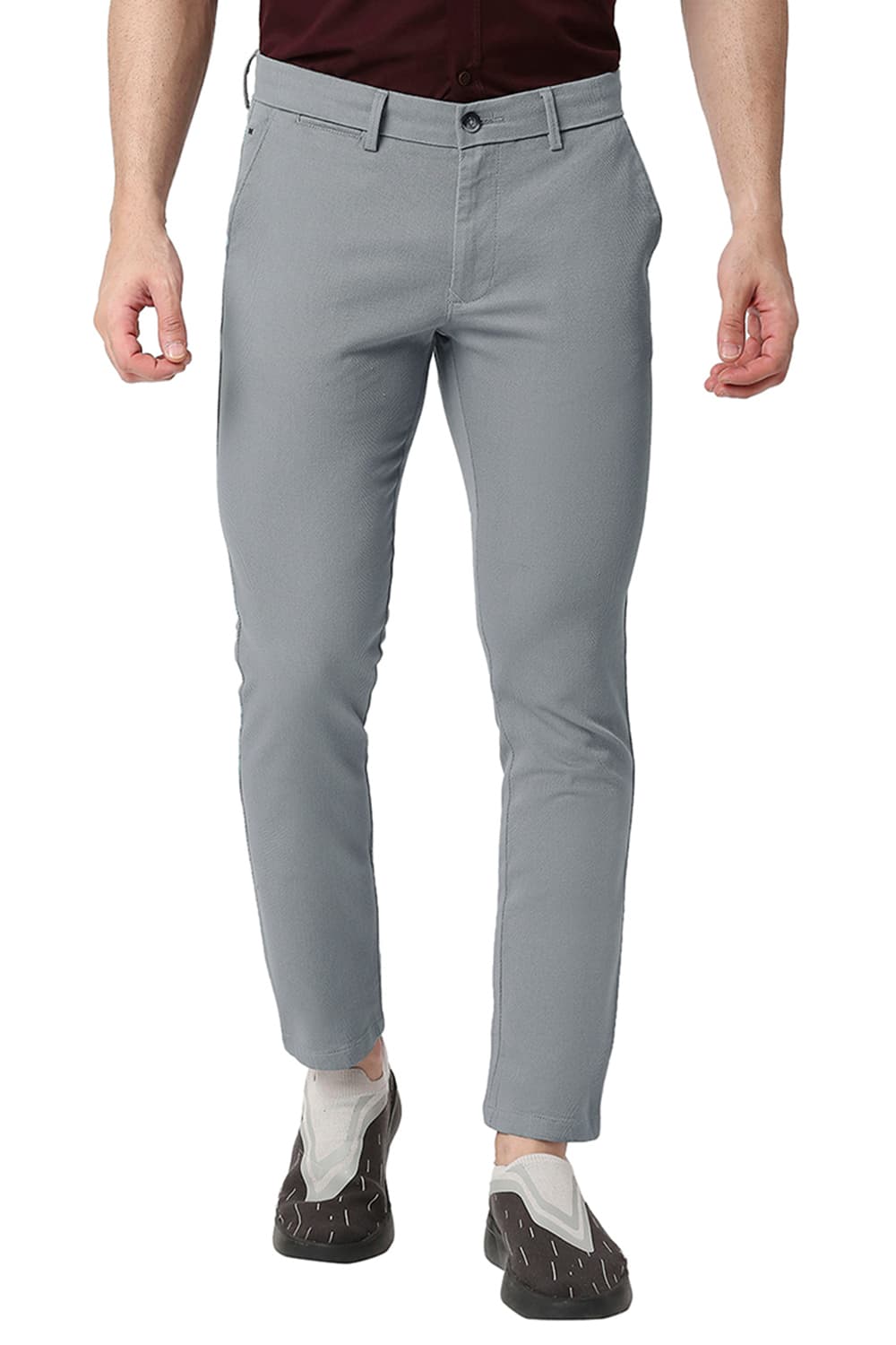 BASICS TAPERED FIT COTTON STRETCH TROUSERS