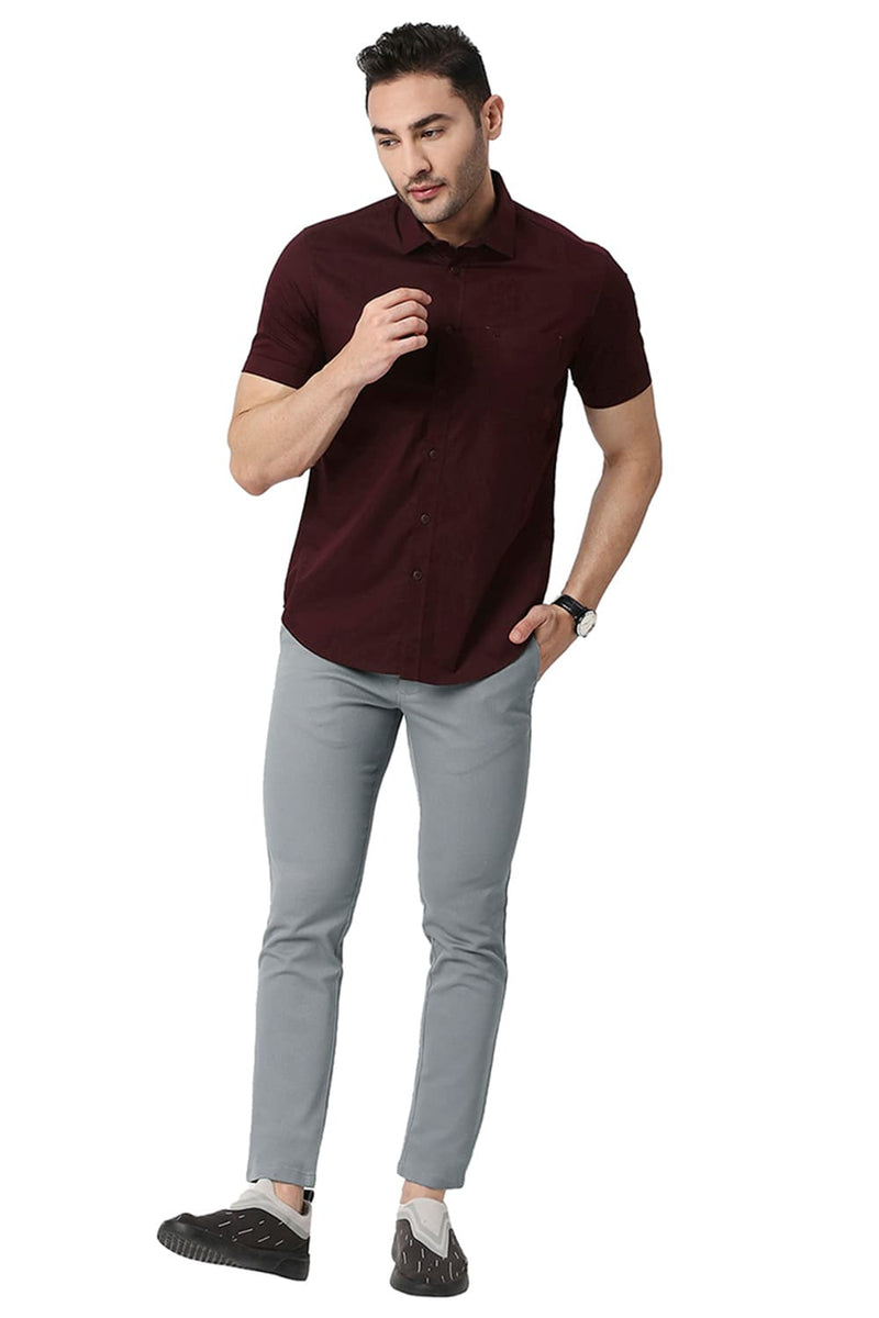 BASICS TAPERED FIT COTTON STRETCH TROUSERS