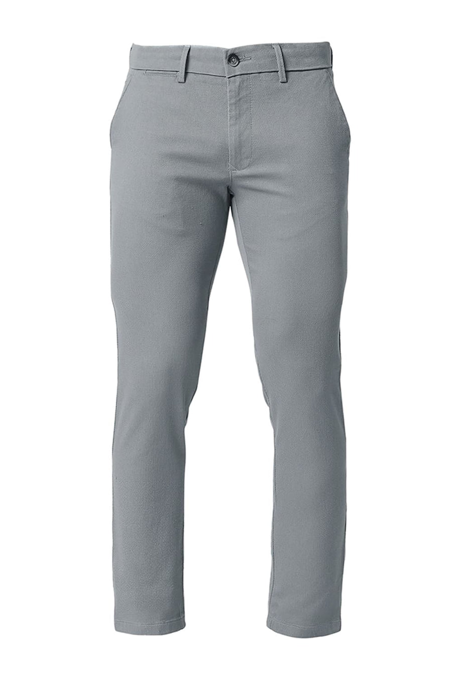BASICS TAPERED FIT MIRAGE GREY COTTON STRETCH TROUSERS