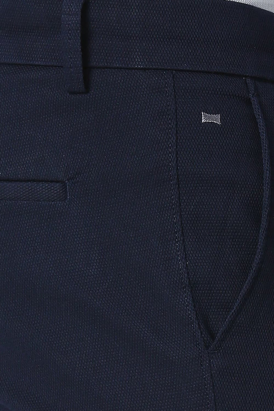 BASICS TAPERED FIT STORM NAVY COTTON STRETCH TROUSERS