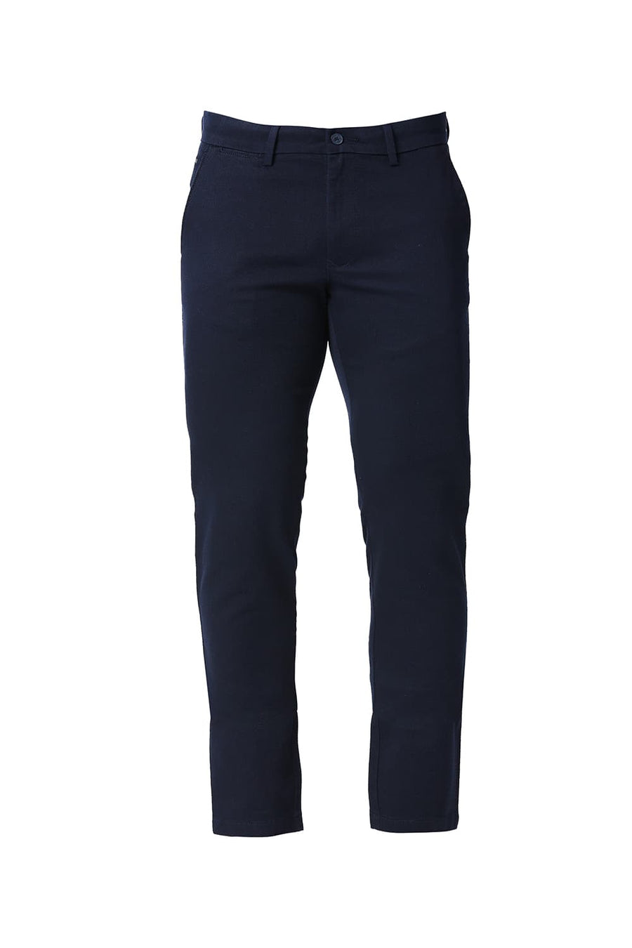 BASICS TAPERED FIT STORM NAVY COTTON STRETCH TROUSERS