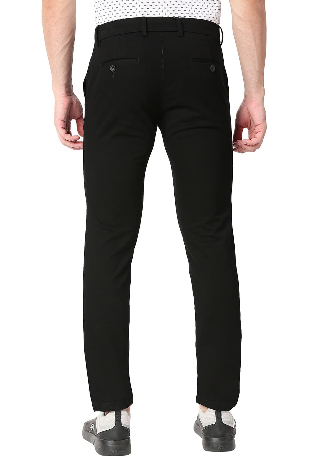 BASICS TAPERED FIT COTTON STRETCH TROUSERS