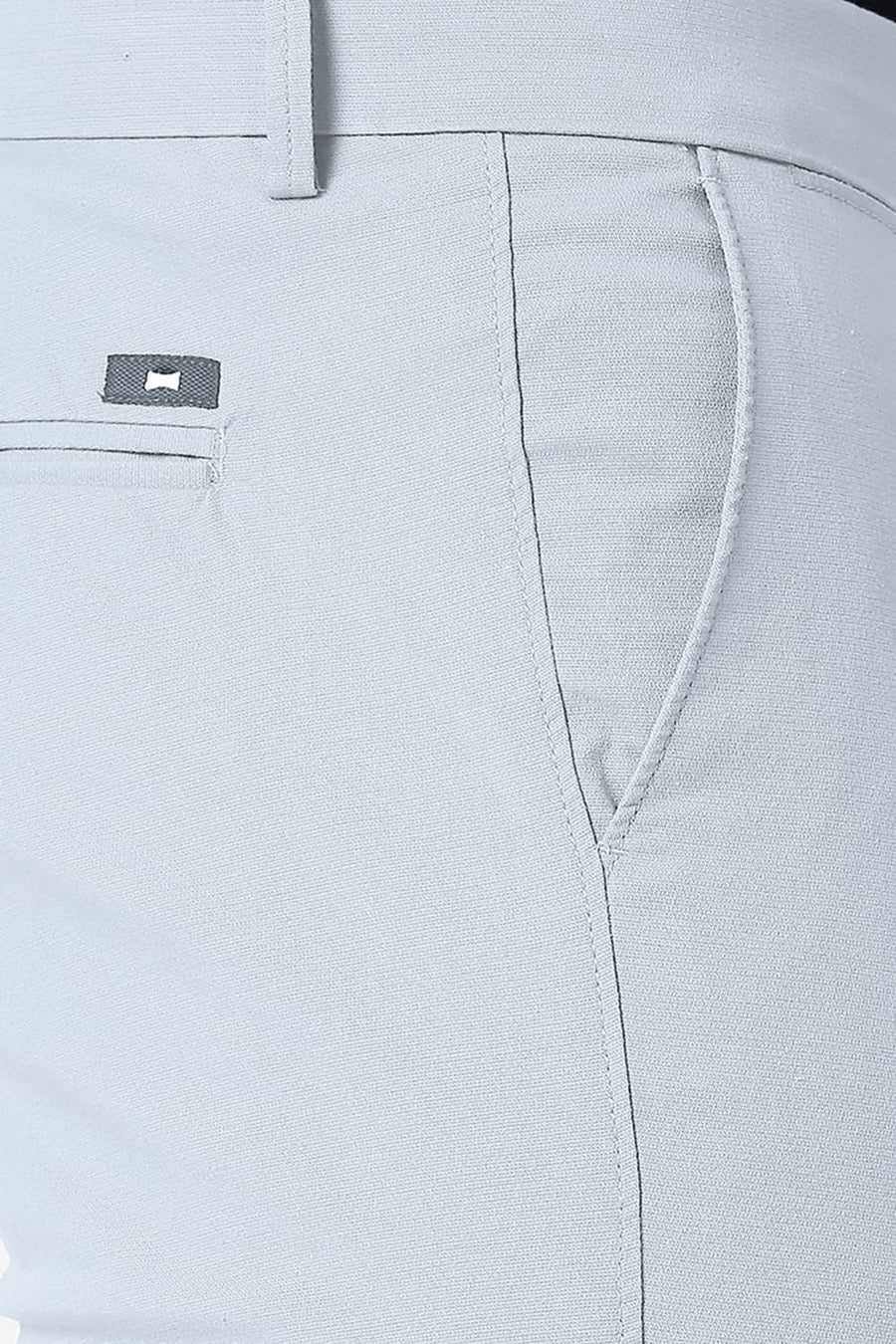 BASICS TAPERED FIT MERCURY GREY COTTON STRETCH TROUSERS