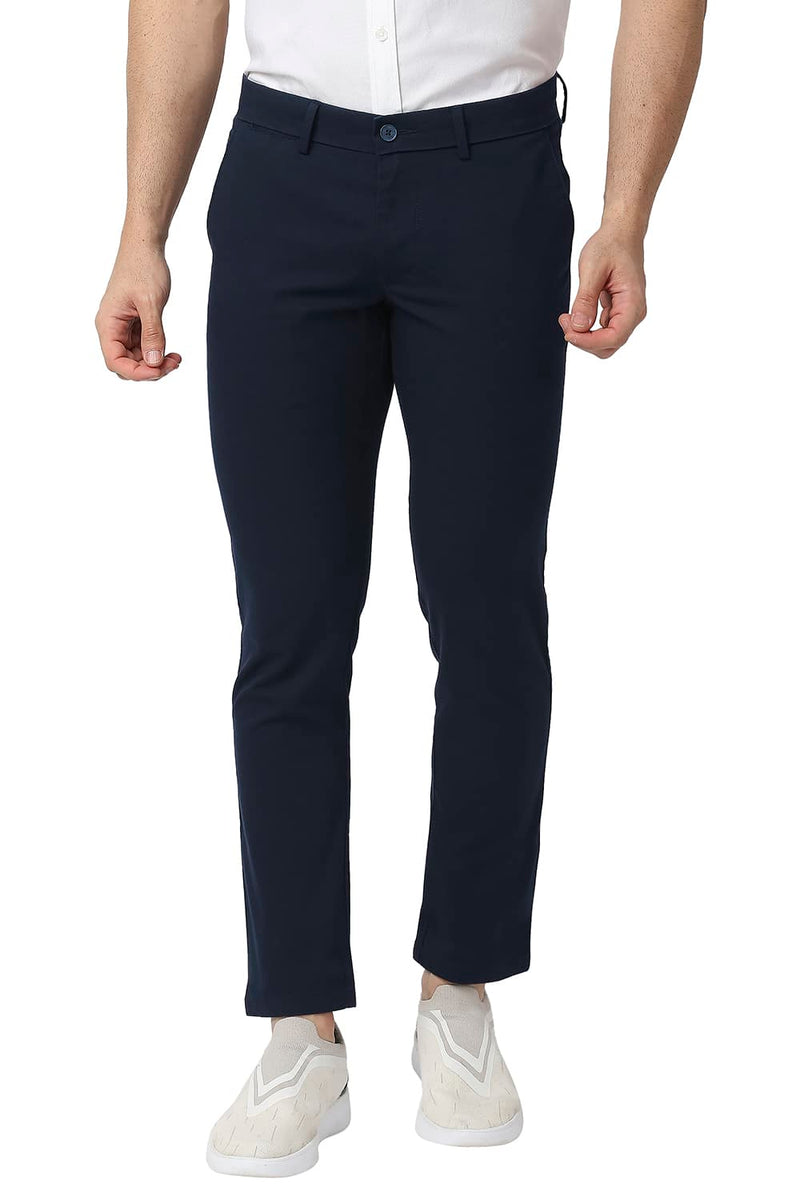 BASICS TAPERED FIT COTTON STRETCH TROUSERS