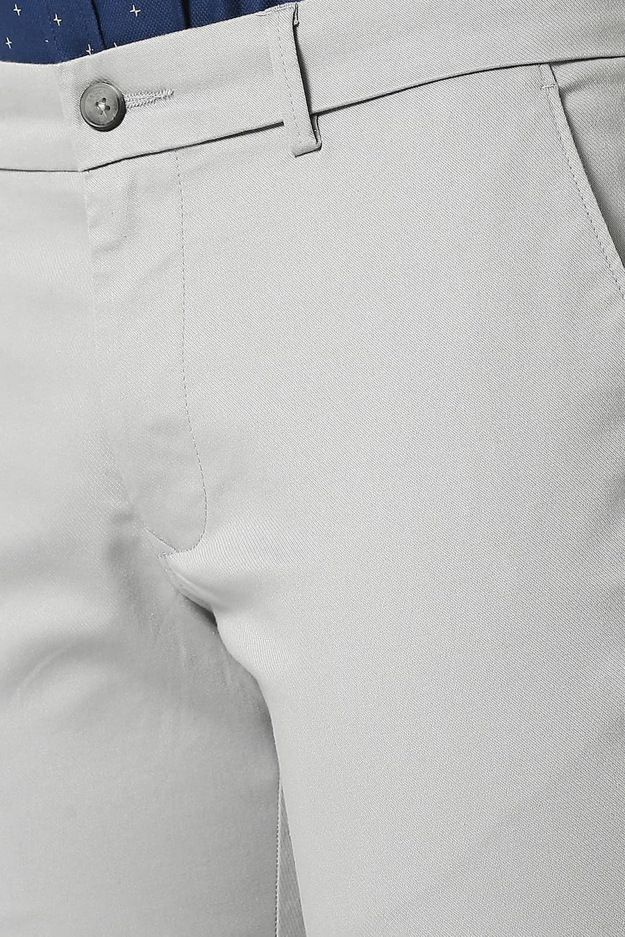 BASICS TAPERED FIT HARBOR GREY COTTON STRETCH TROUSERS
