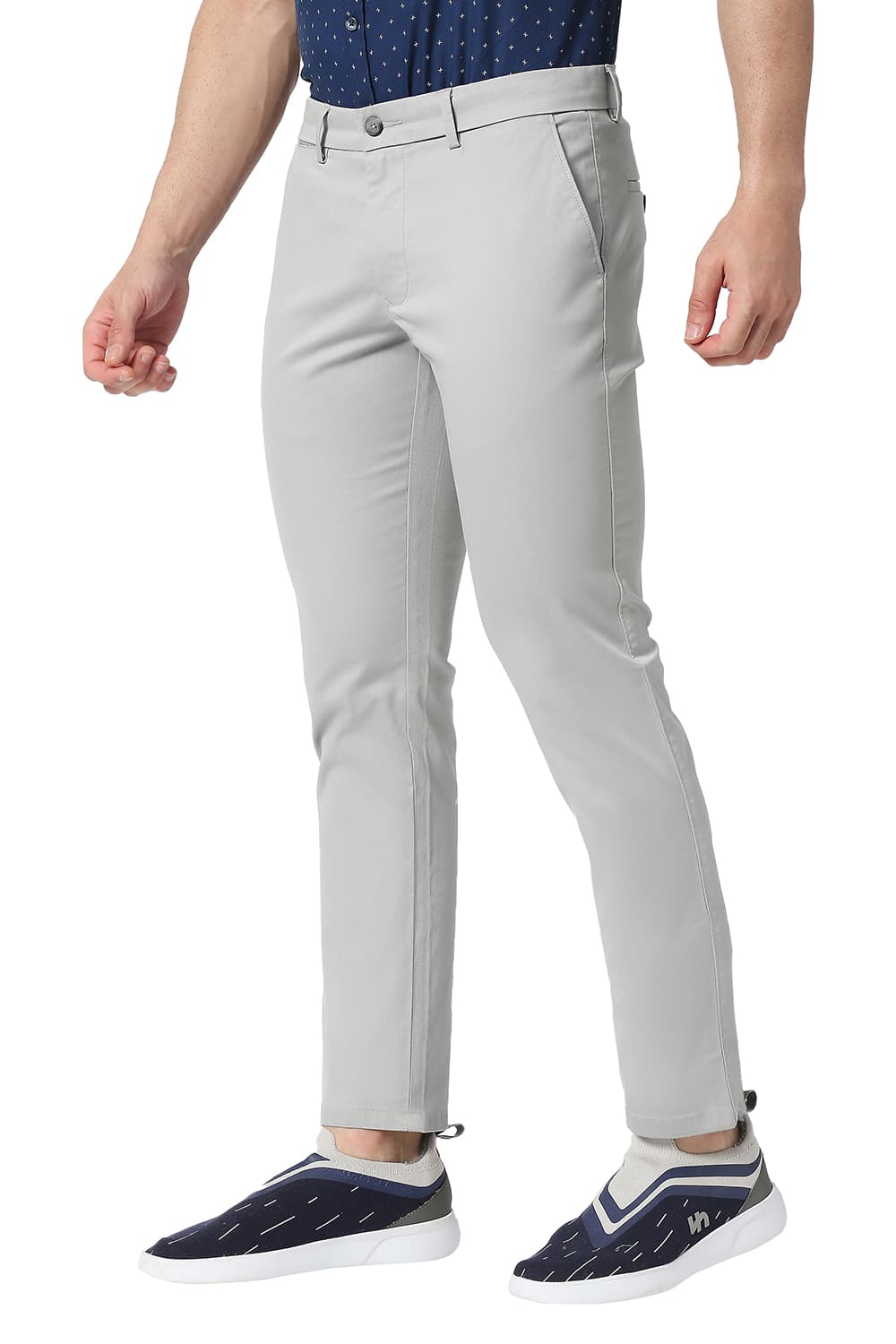 BASICS TAPERED FIT COTTON STRETCH TROUSERS