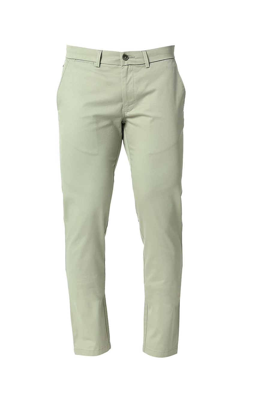BASICS TAPERED FIT AGATE GREEN COTTON STRETCH TROUSERS