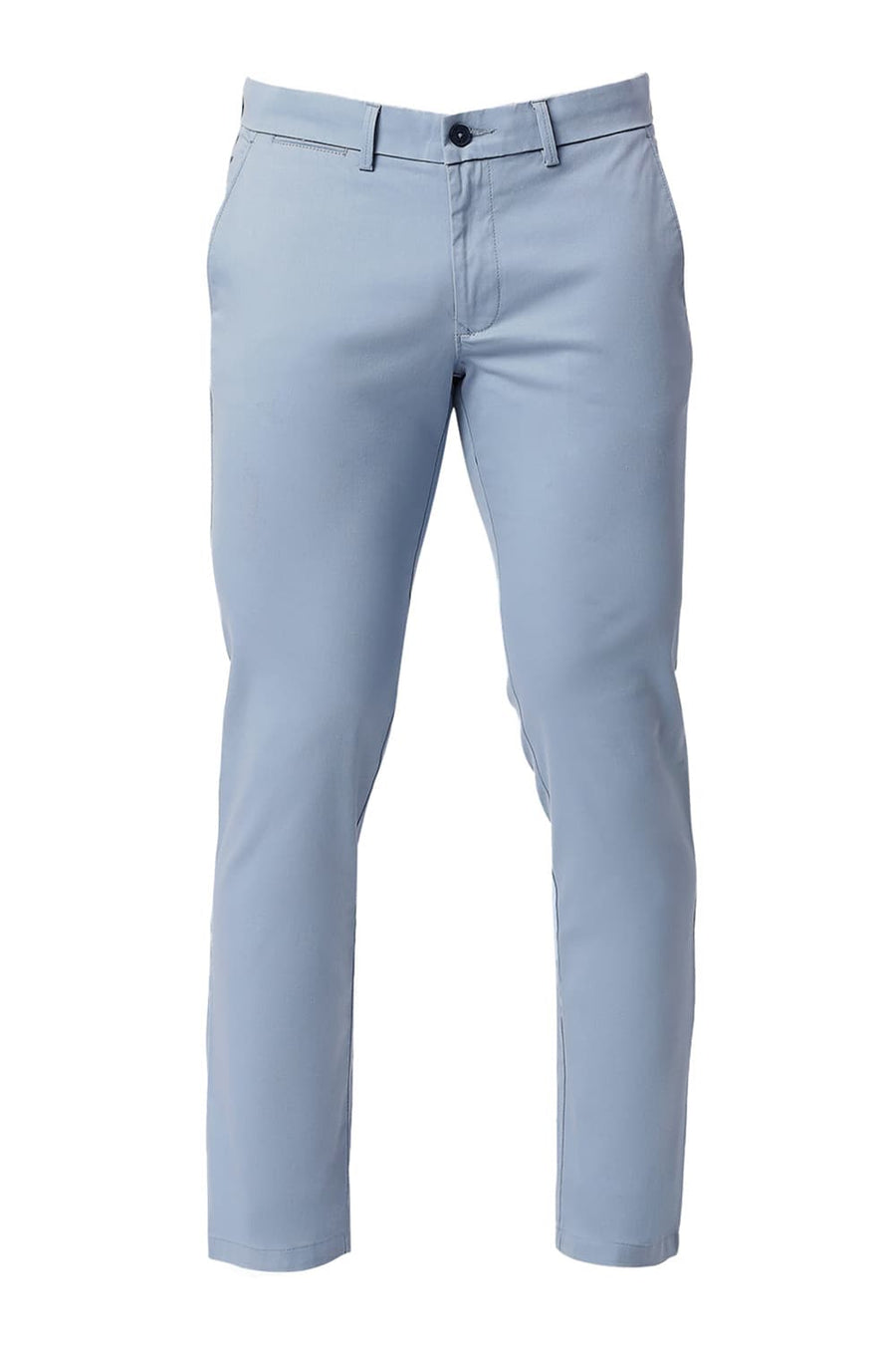 BASICS TAPERED FIT WINTER BLUE COTTON STRETCH TROUSERS